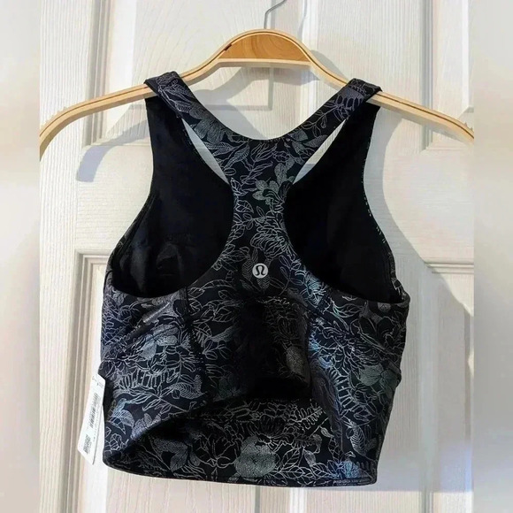 Lululemon Train To Be Live Bra Floral Foil Black Racerback Workout Size 2 NWT - Picture 4 of 8